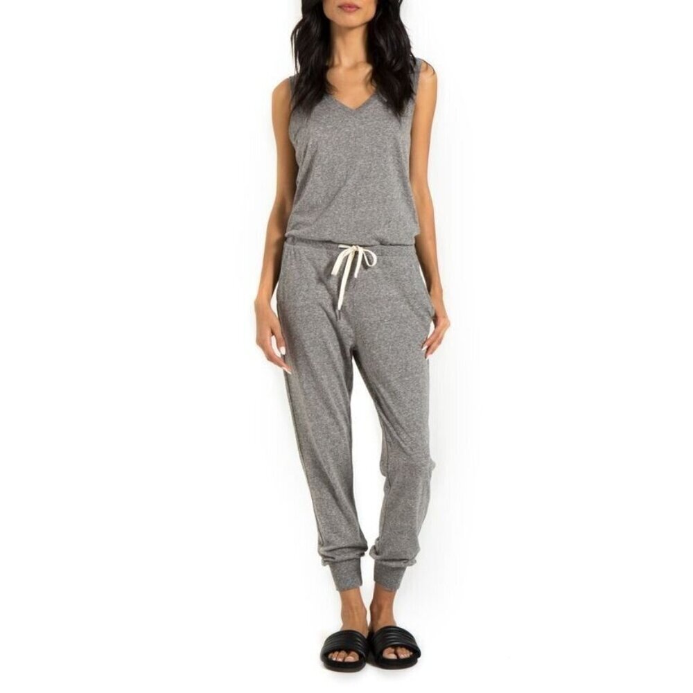 NWT n:PHILANTHROPY Flower Jumpsuit in Heather Gray V-neck Jogger L $178